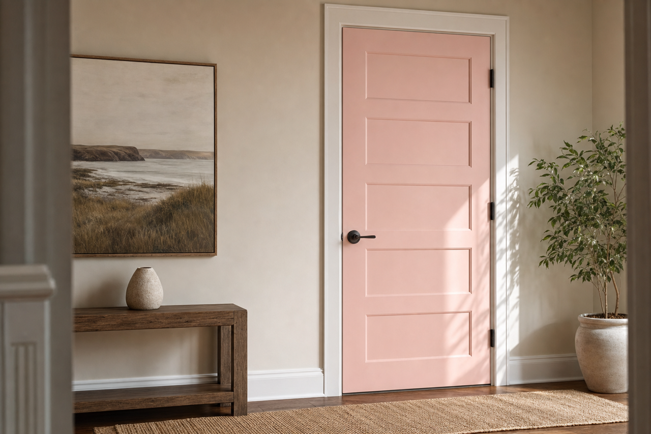 Tulip Pink by Valspar on interior-doors