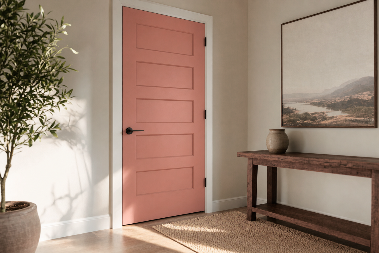 Rosy Sandstone by Valspar on interior-doors