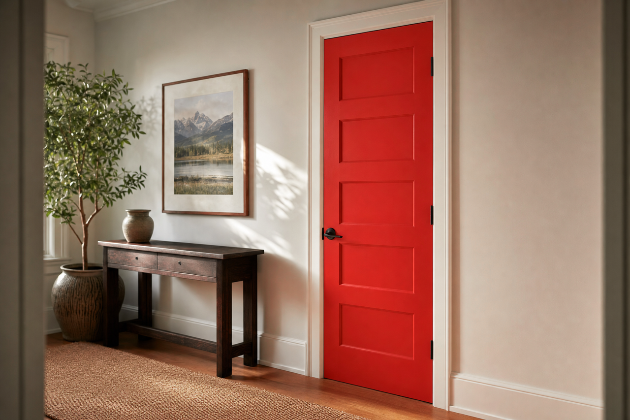 Vermilion by Benjamin Moore on interior-doors