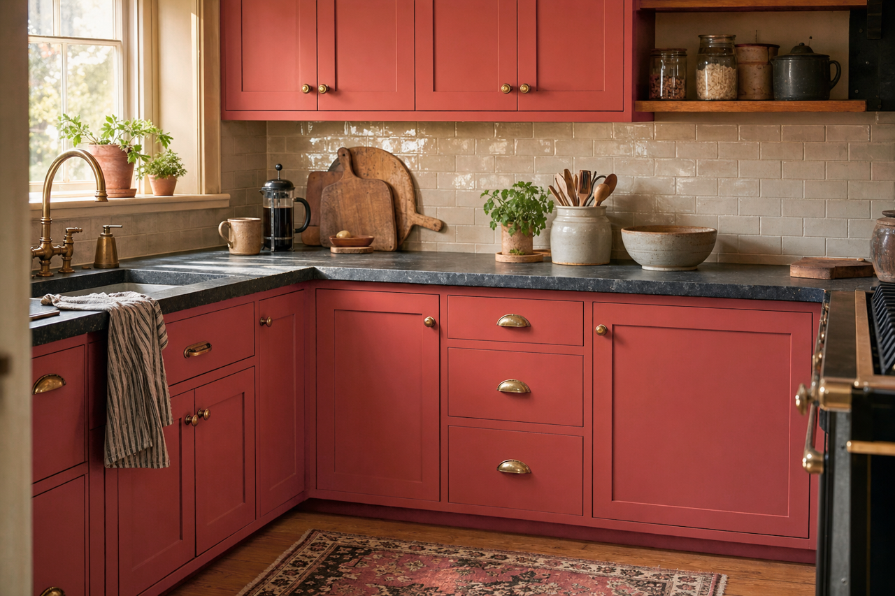 Brick Facade by Valspar on cabinets