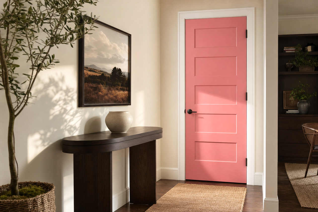 Honeysuckle Rose by Valspar on interior-doors