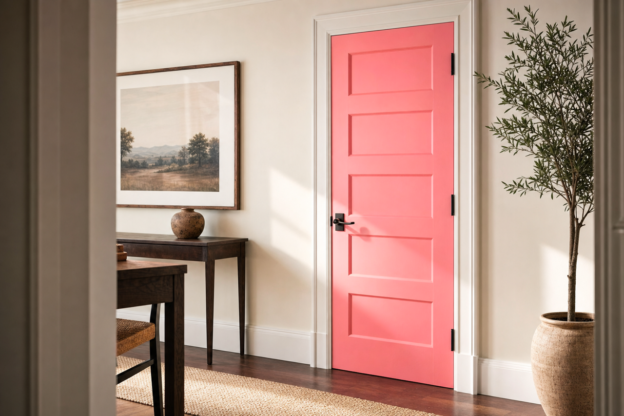 Flamingo's by Benjamin Moore on interior-doors