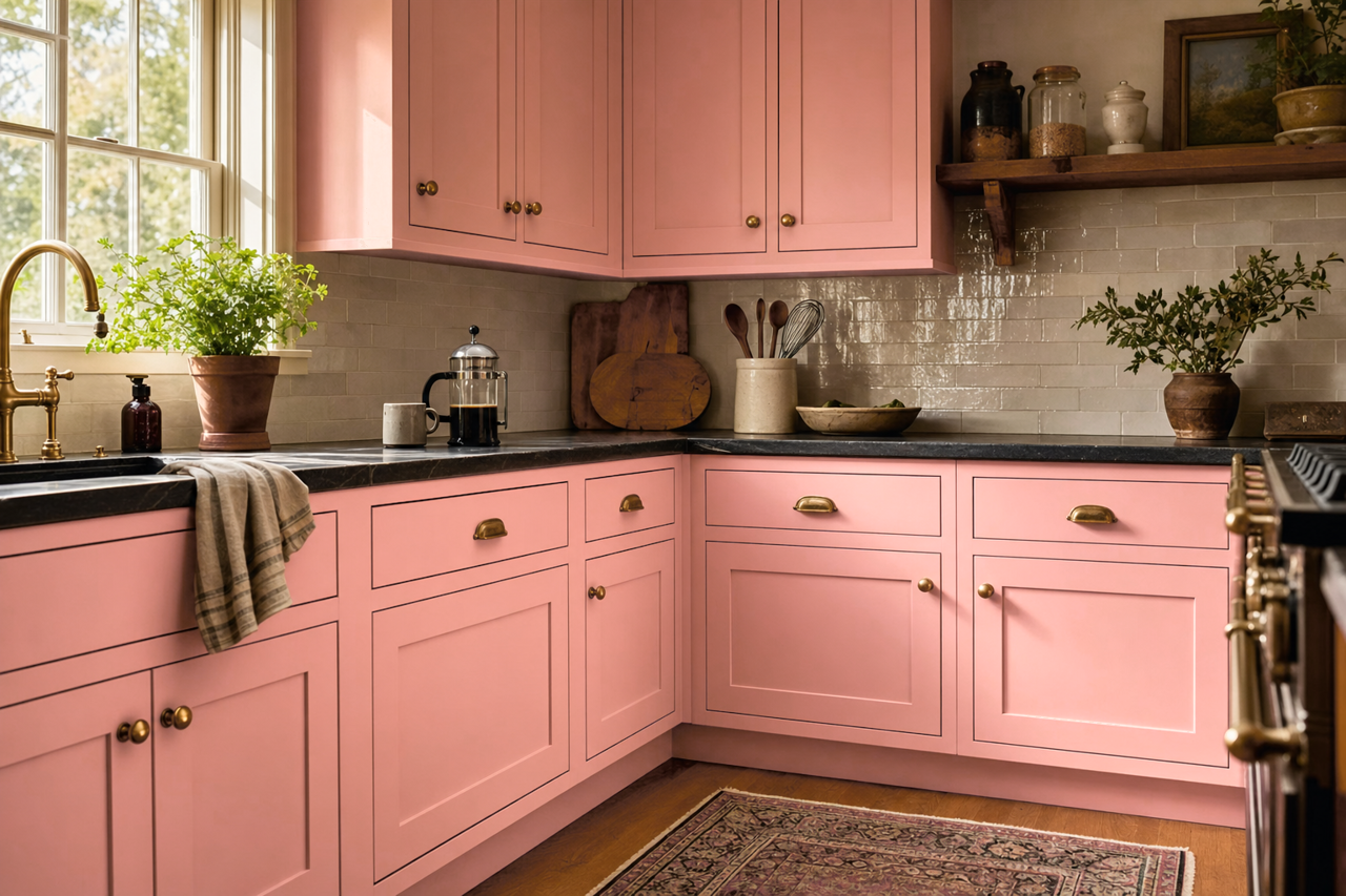 Blushing by Valspar on cabinets