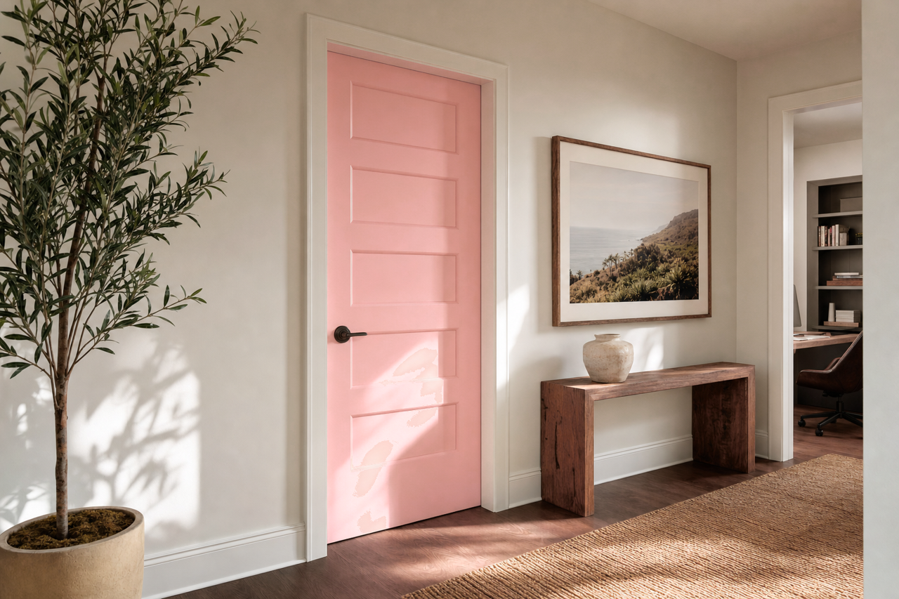 Camille Pink by Valspar on interior-doors