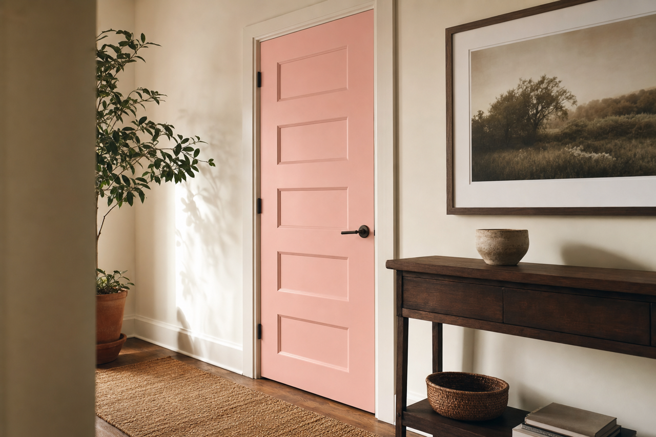 Rose Buff by Valspar on interior-doors