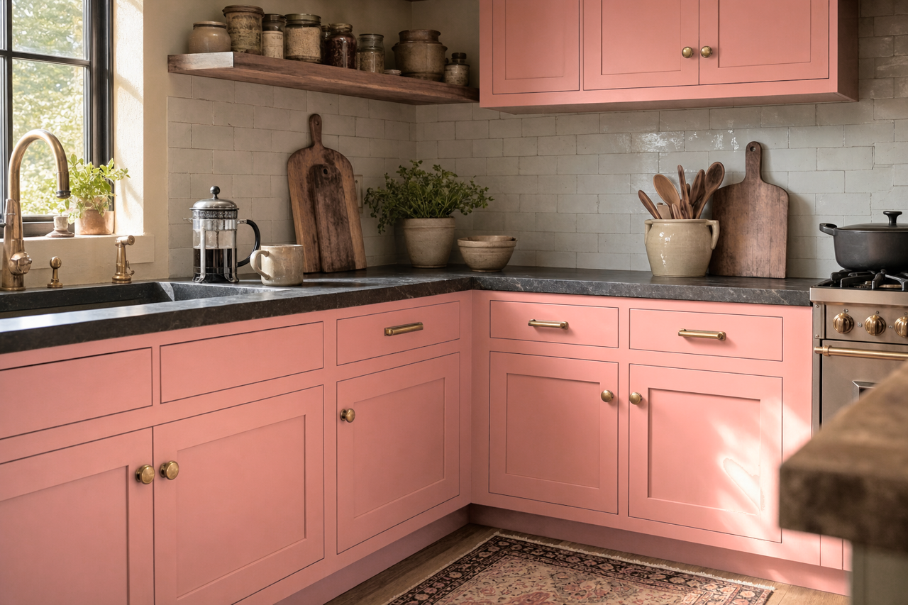 Salmon Run by Valspar on cabinets