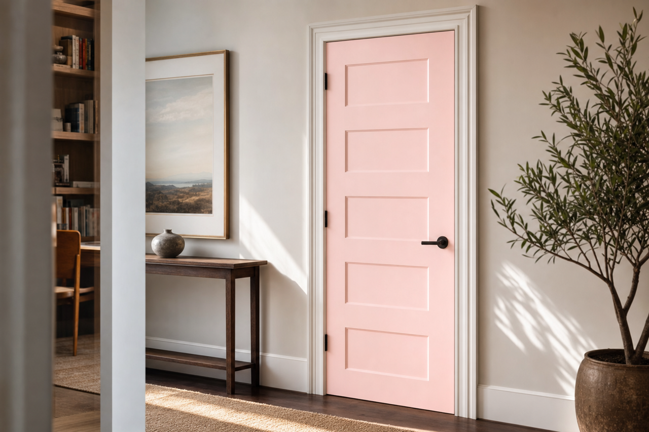 Pink by Benjamin Moore on interior-doors
