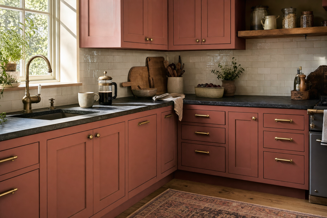 Rusted Earth by Valspar on cabinets