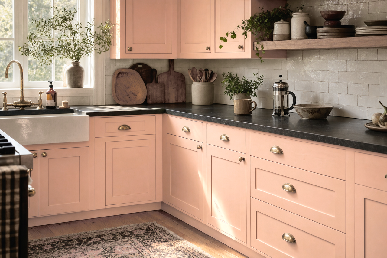 Shy Time by Valspar on cabinets