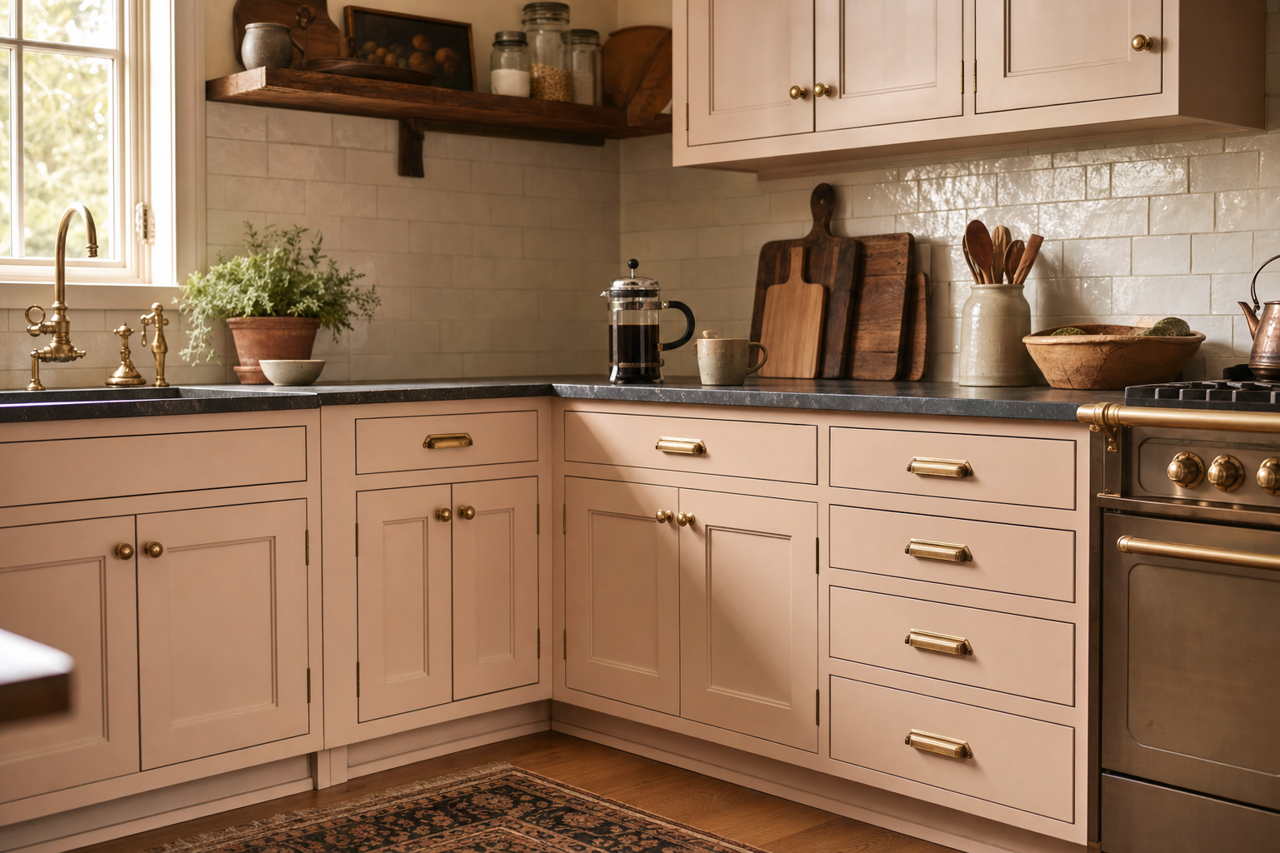 Badlands Taupe by Valspar on cabinets