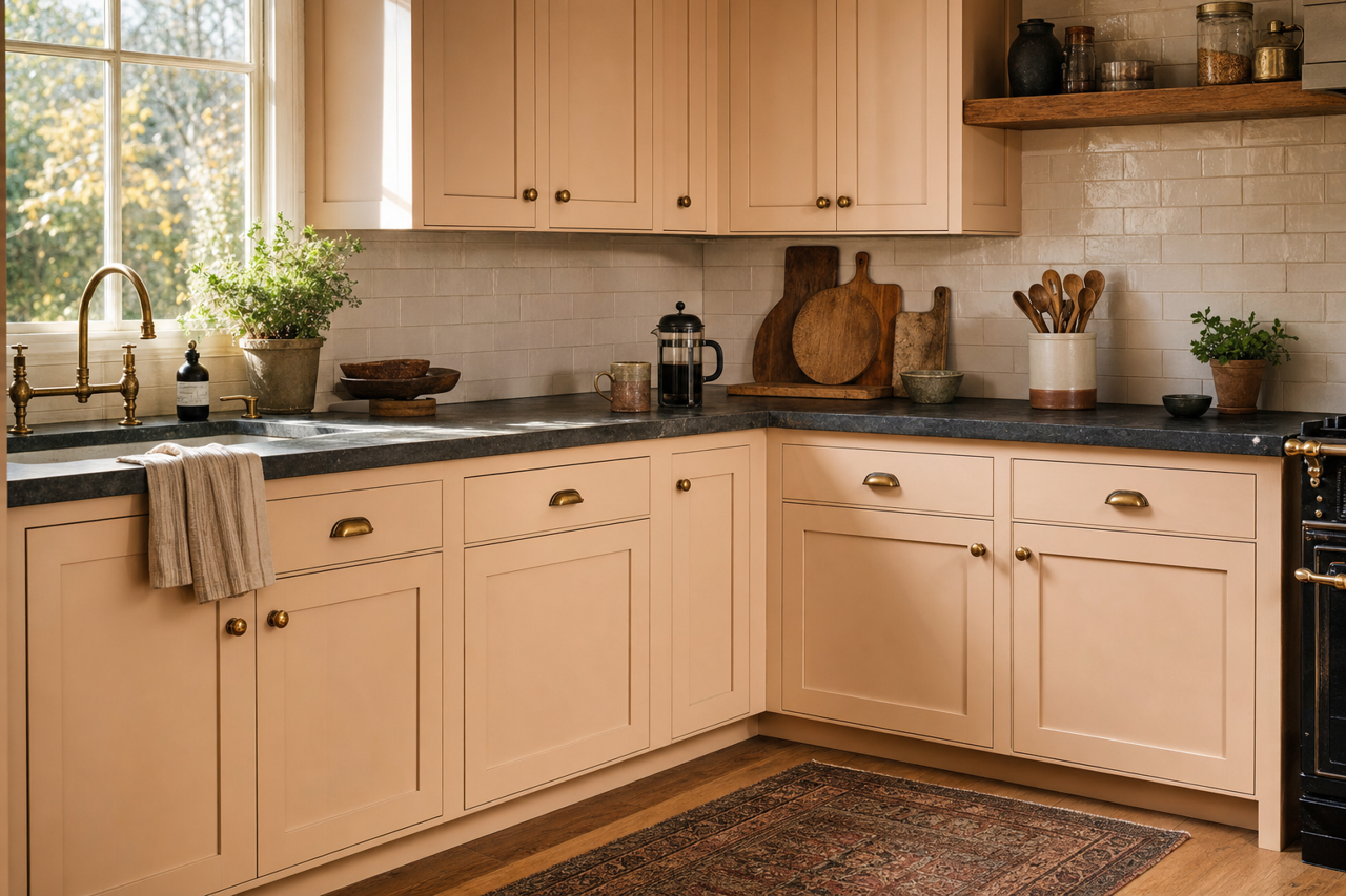 Champagne Glee by Valspar on cabinets