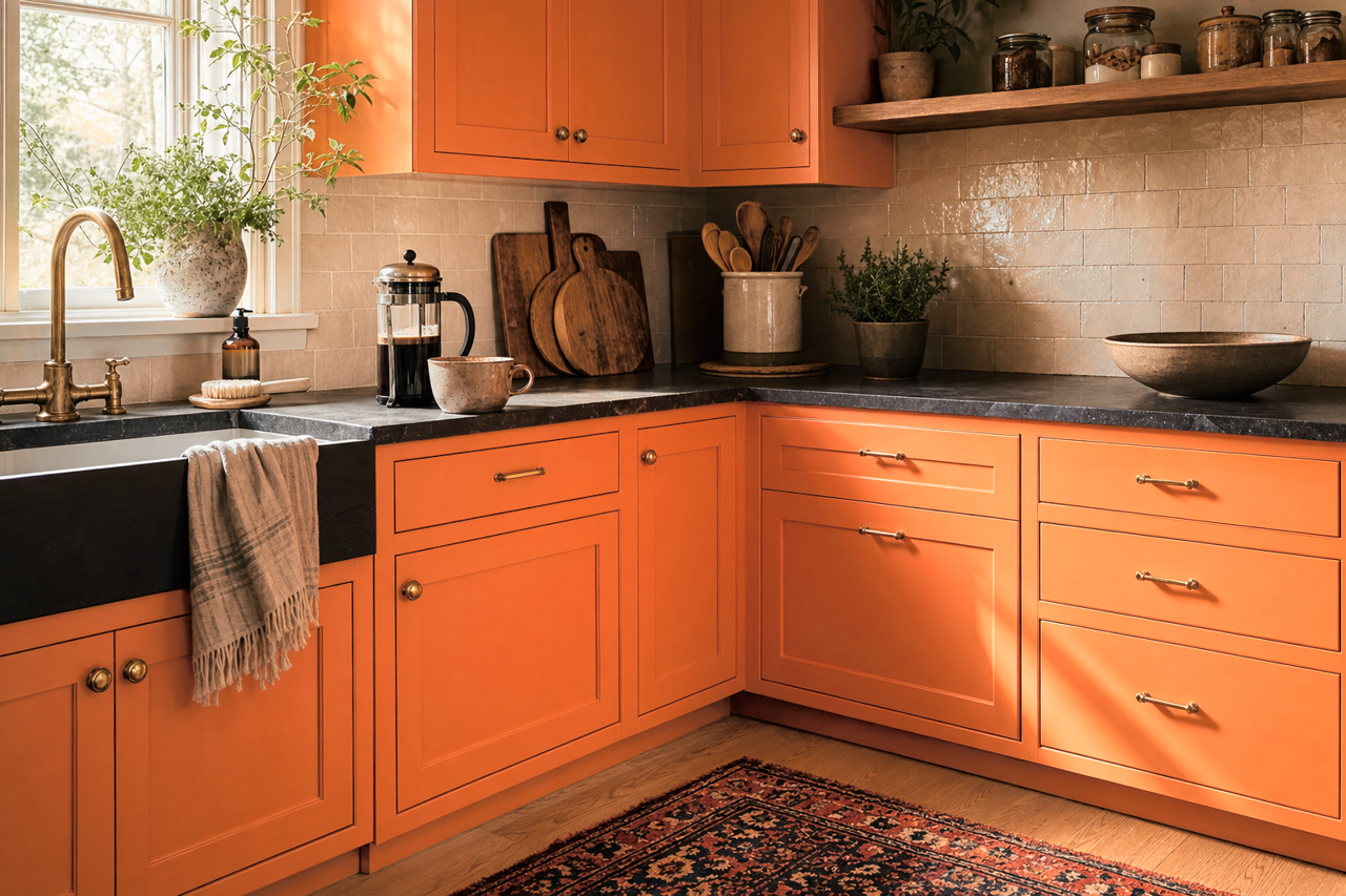 Autumn Glimmer by Valspar on cabinets