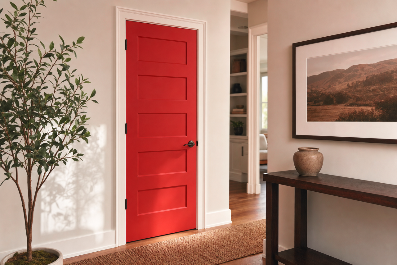 Strawberry by Benjamin Moore on interior-doors