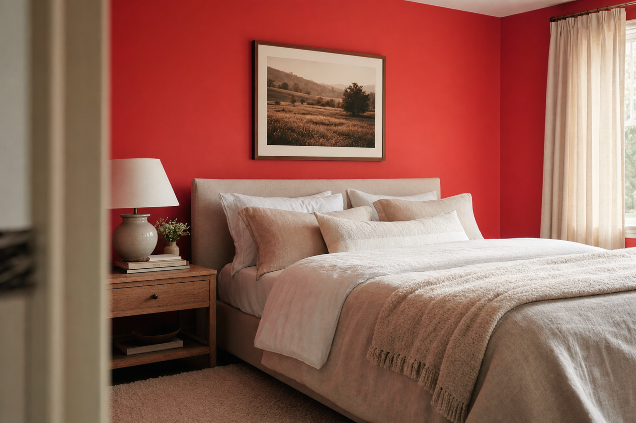 Strawberry by Benjamin Moore on interiors