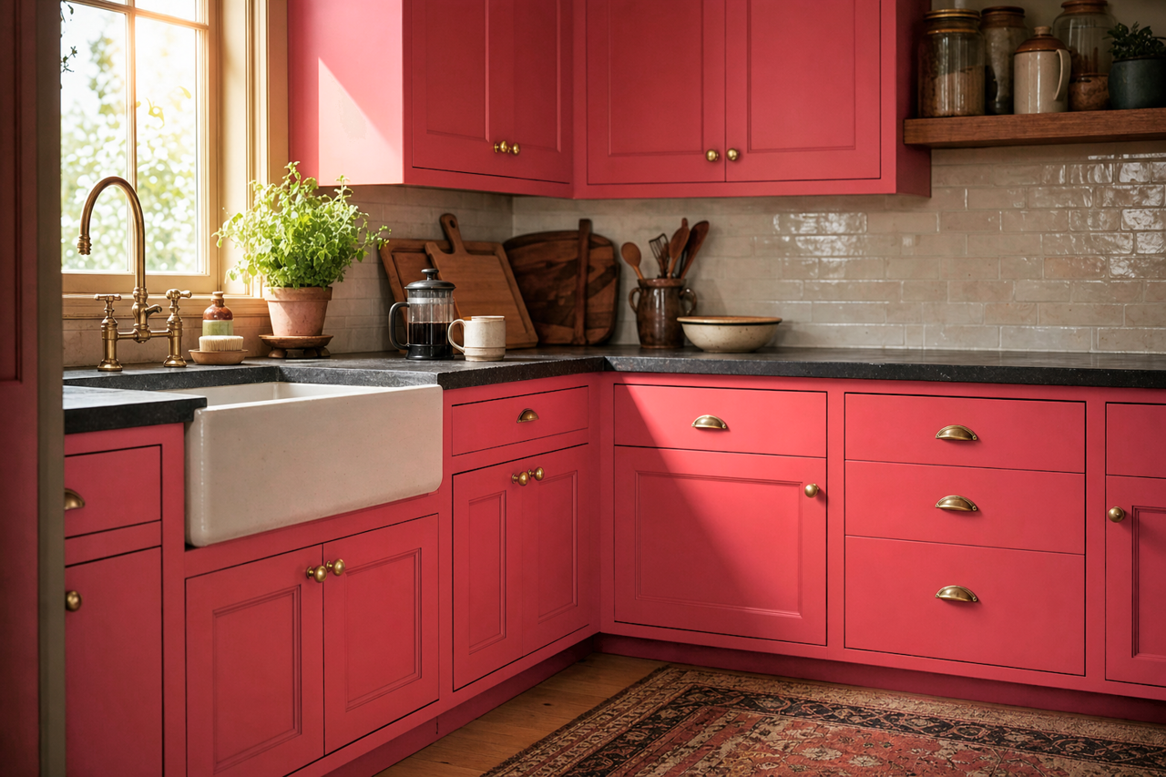 Berry by Benjamin Moore on cabinets