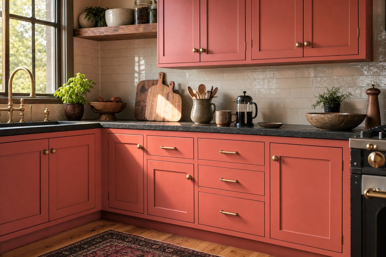 Island Salsa by Valspar on cabinets