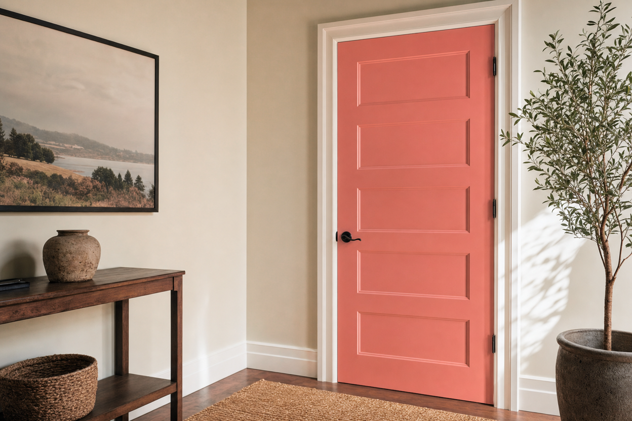 Amber Rose by Valspar on interior-doors