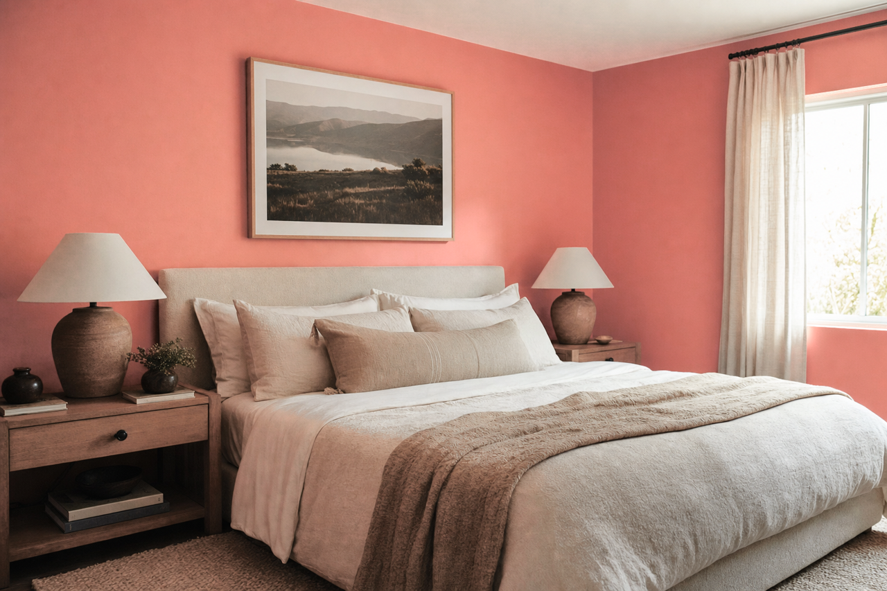 Salmon Rose by Valspar on interiors