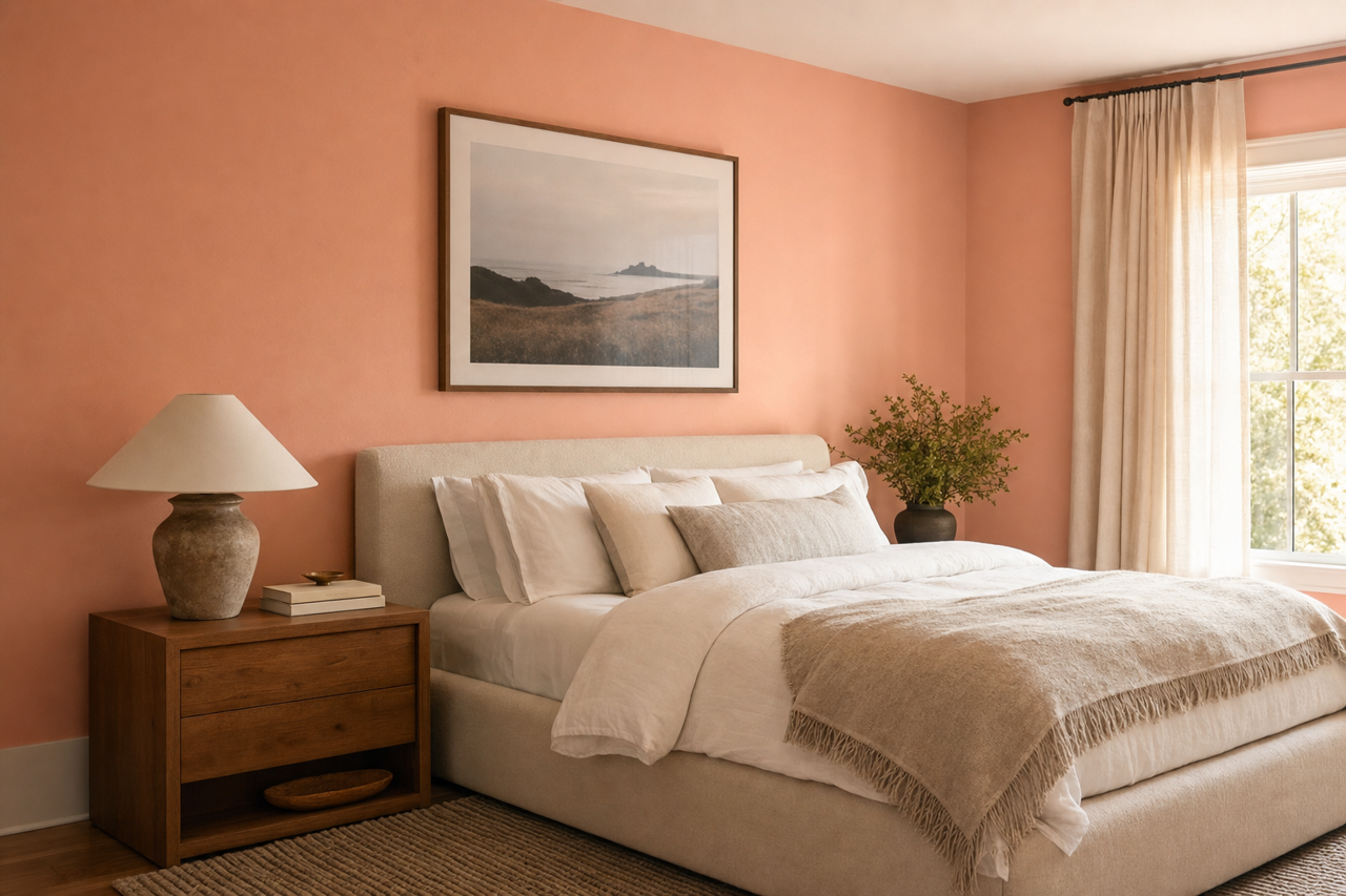 Salmon Bisque by Valspar on interiors