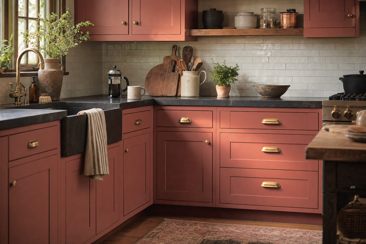 Tropical Nut by Valspar on cabinets