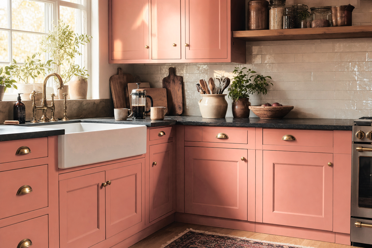 Terra Earth by Valspar on cabinets
