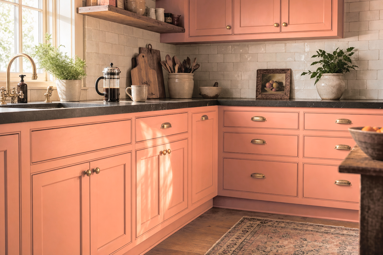 Coral Ridge by Valspar on cabinets