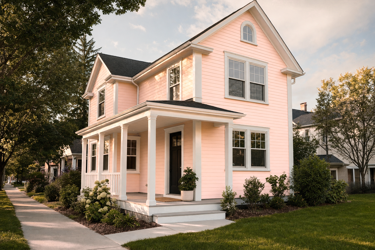 Pale Satin Peach by Valspar on exterior