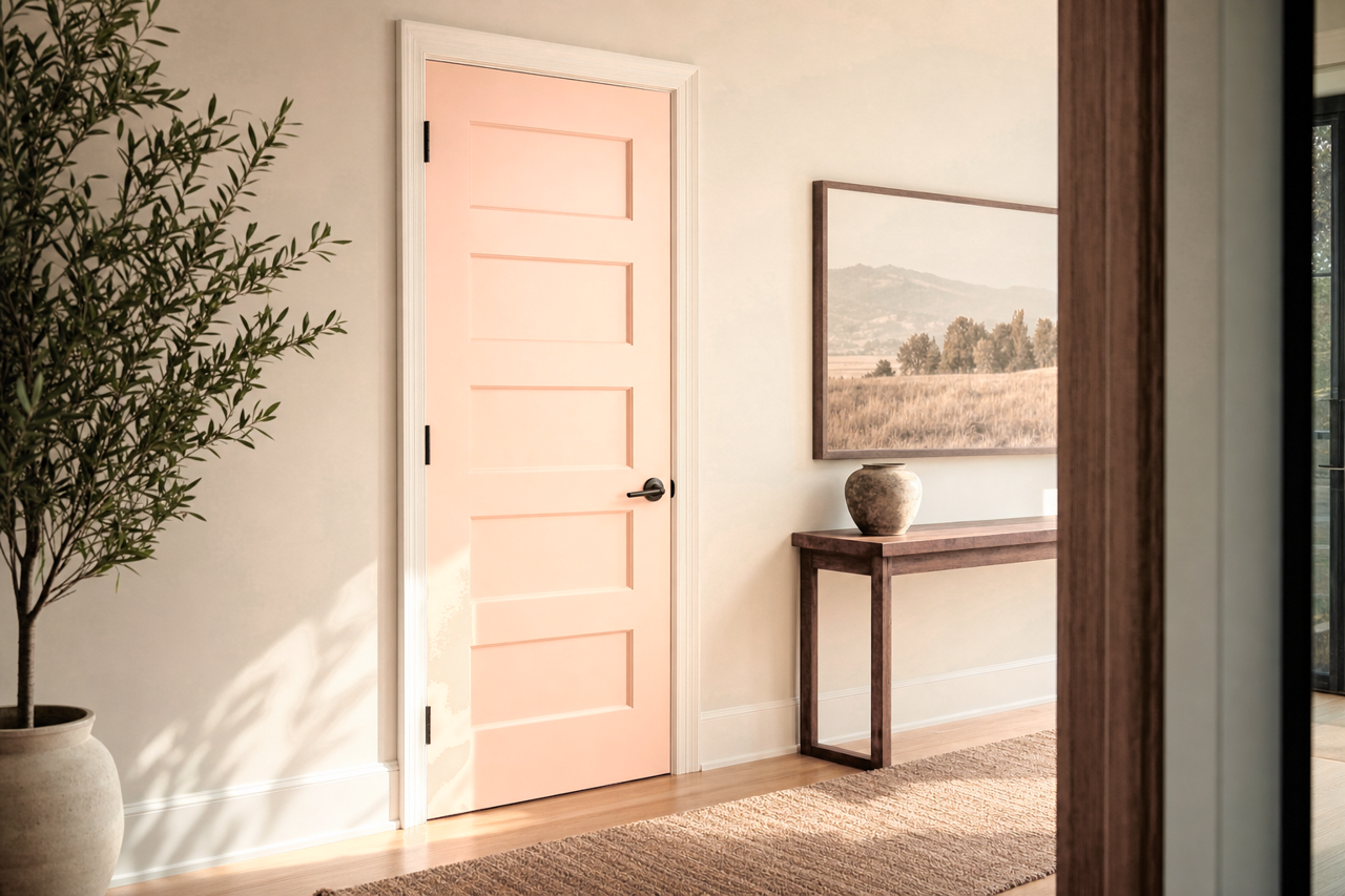 Pale Satin Peach by Valspar on interior-doors