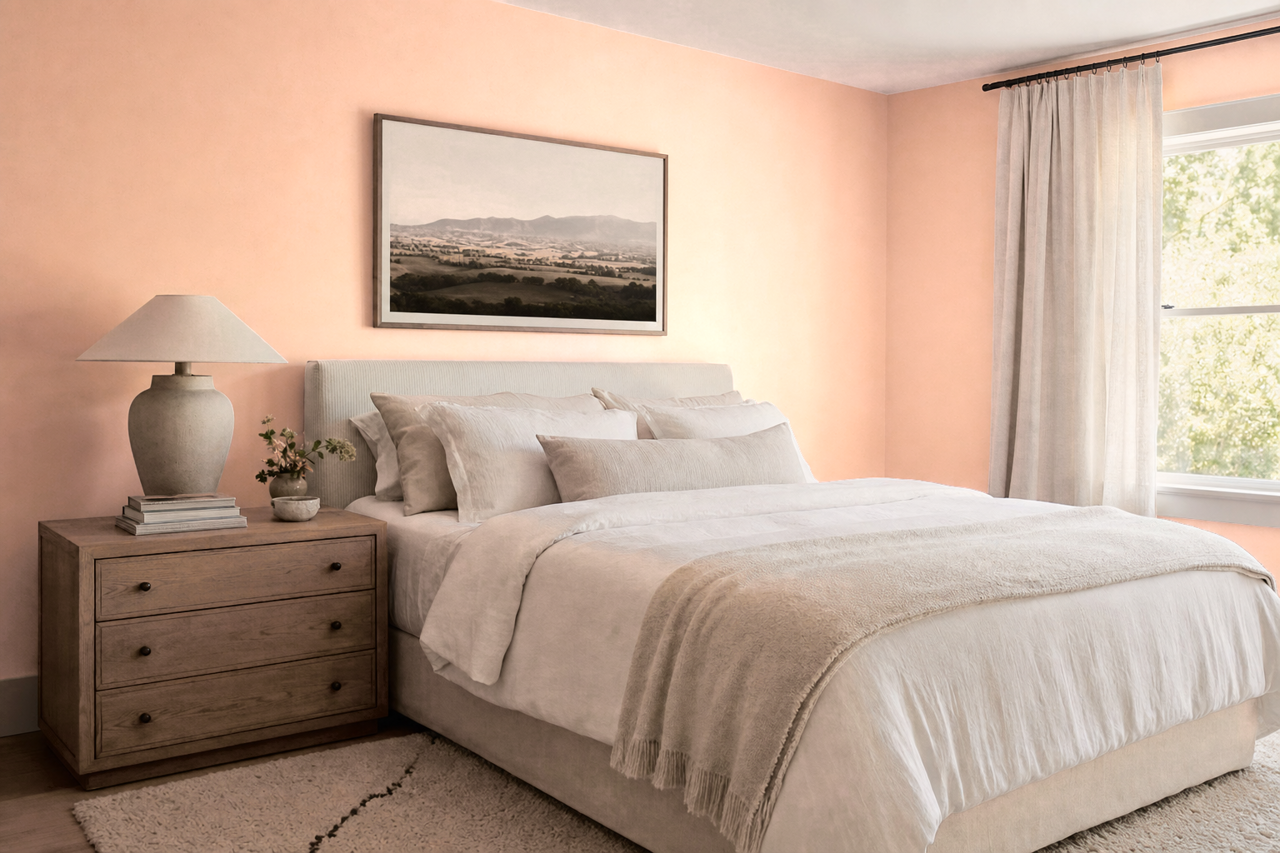 Pale Satin Peach by Valspar on interiors