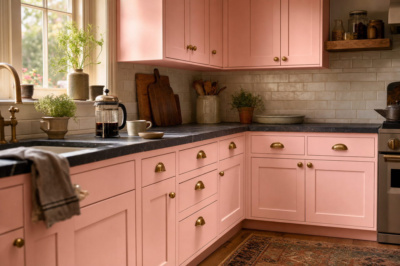 Pleasing by Benjamin Moore on cabinets