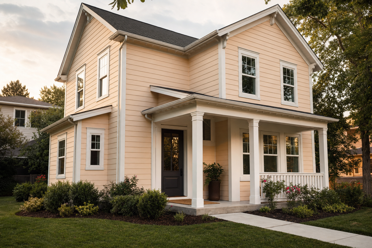 Subtle Peach by Valspar on exterior