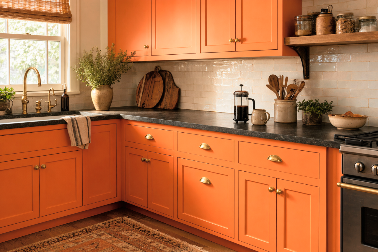 Autumn Gala by Valspar on cabinets