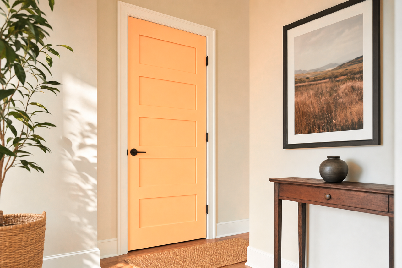 Peach Frenzy by Valspar on interior-doors