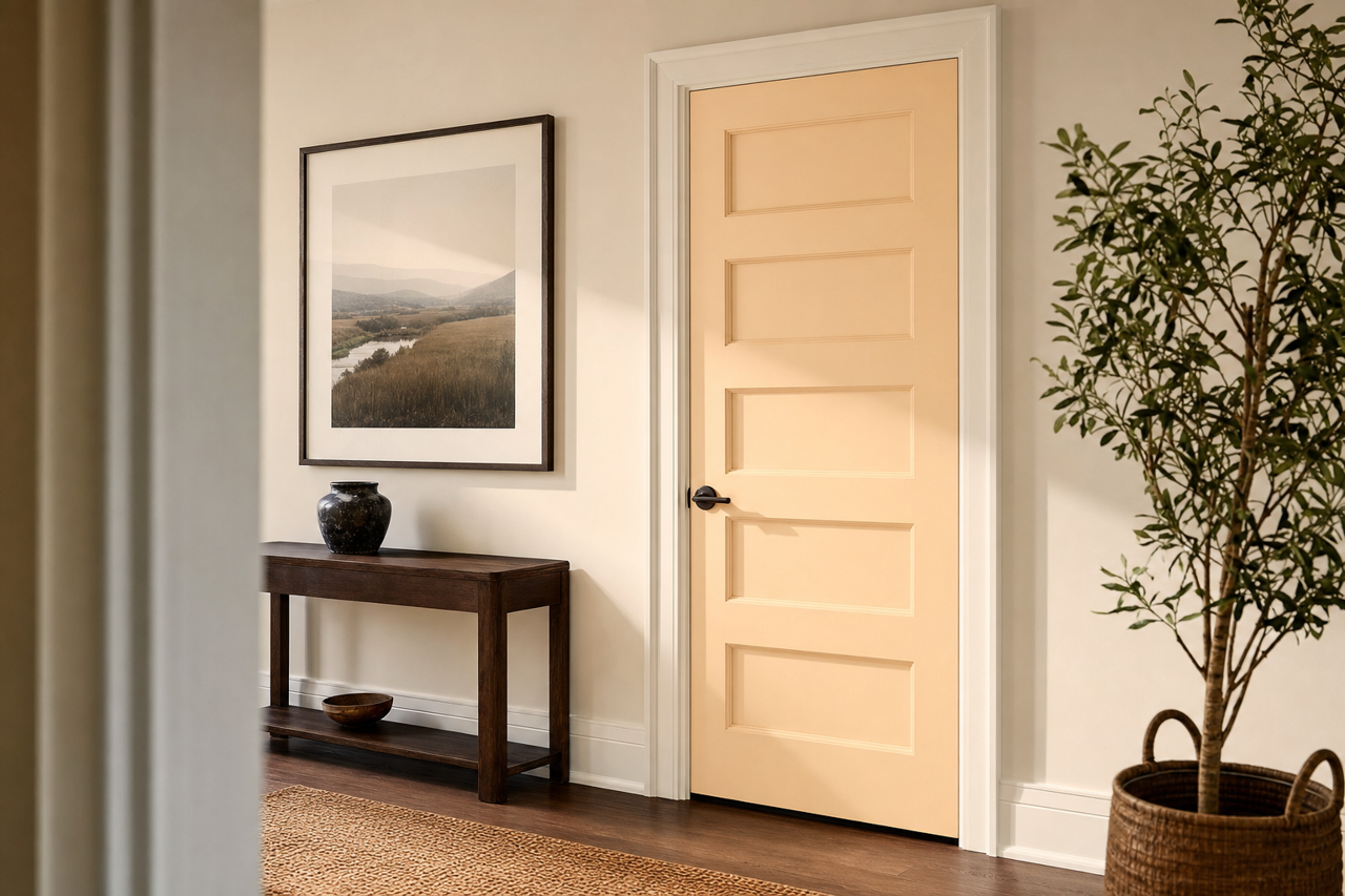Orange Mist by Valspar on interior-doors
