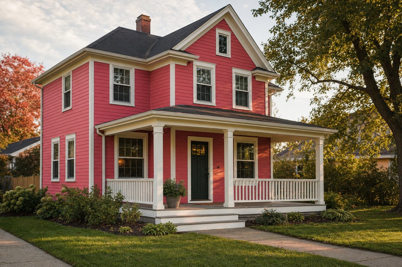 Raspberry by Benjamin Moore on exterior