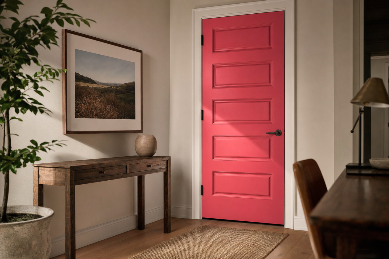 Raspberry by Benjamin Moore on interior-doors