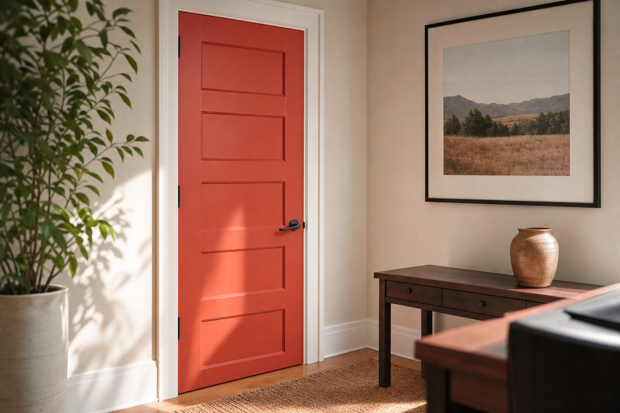 Terra Cotta Red by Valspar on interior-doors