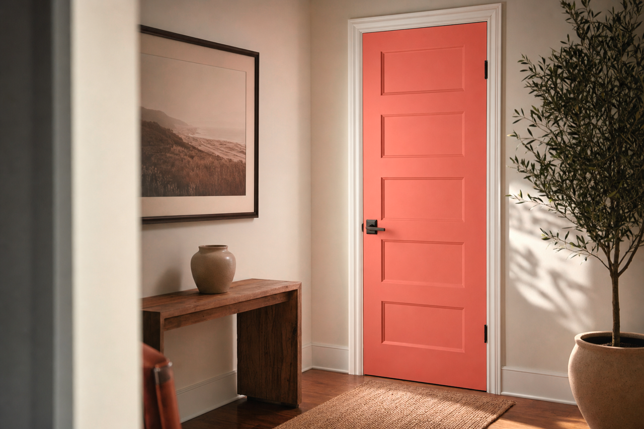 Flamenco Pink by Valspar on interior-doors