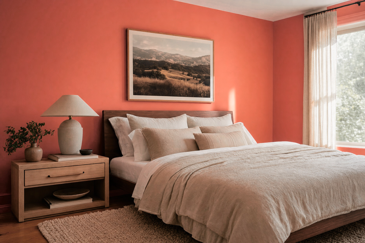 Flamenco Pink by Valspar on interiors