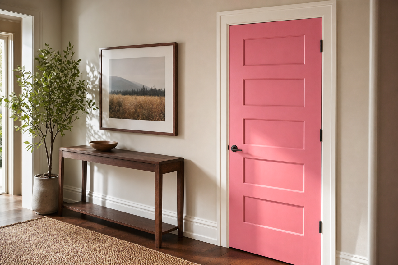 Pink by Benjamin Moore on interior-doors