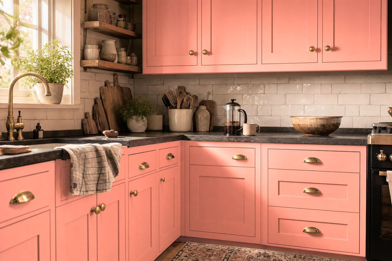 Coral Reef by Valspar on cabinets