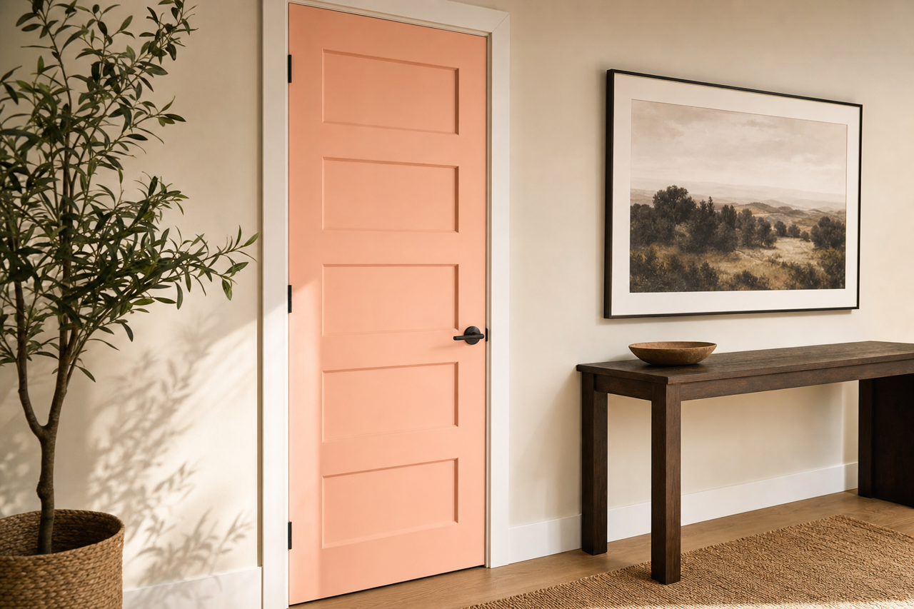 Crystal Coral by Valspar on interior-doors
