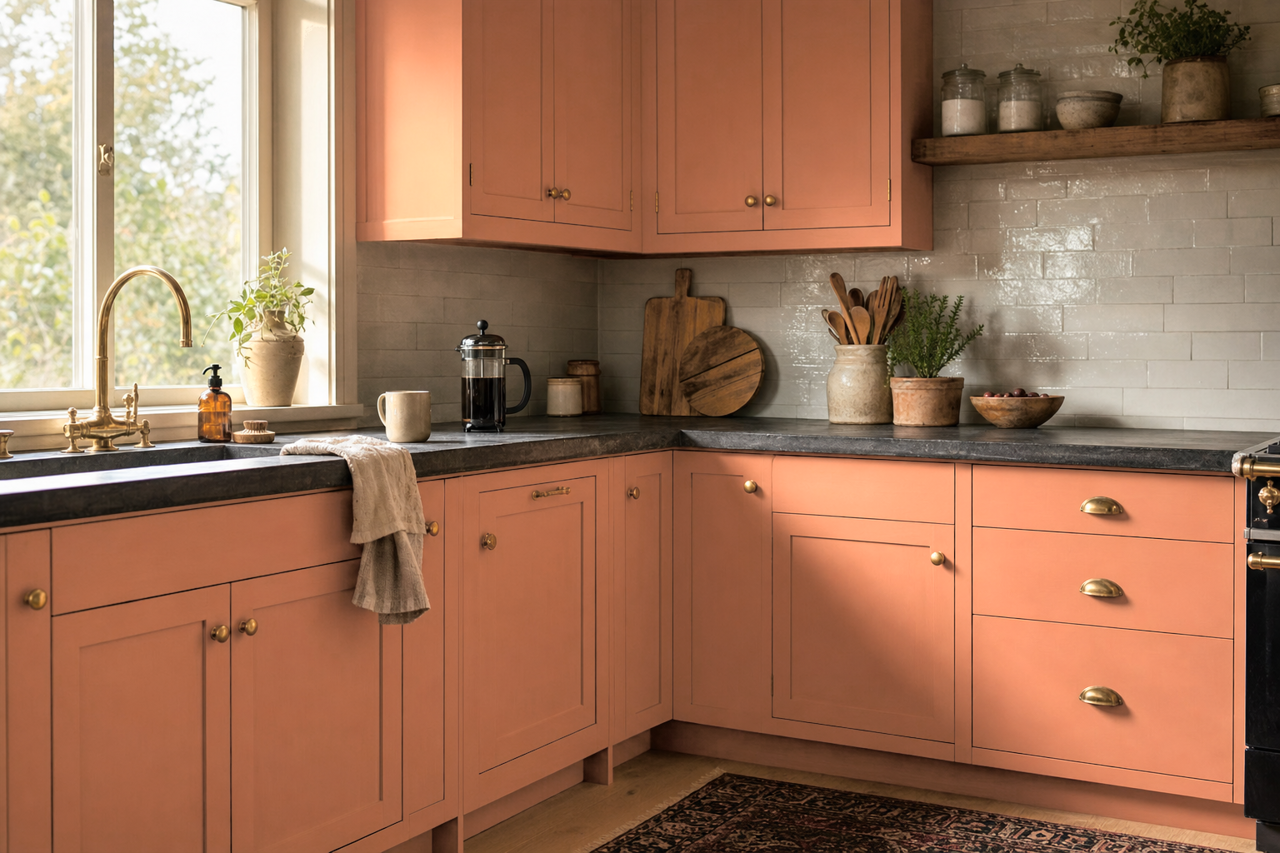 Clove Bud by Valspar on cabinets
