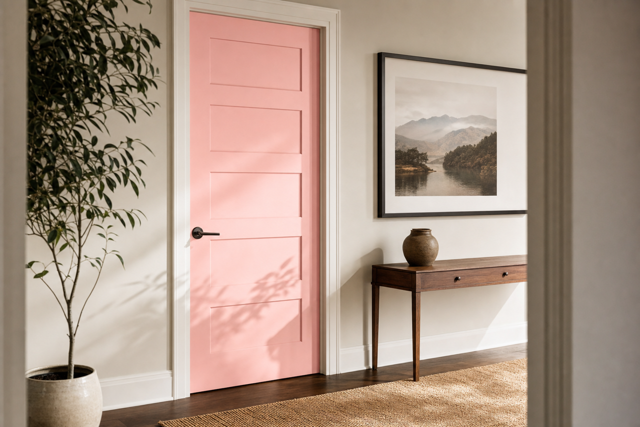 Pink by Benjamin Moore on interior-doors