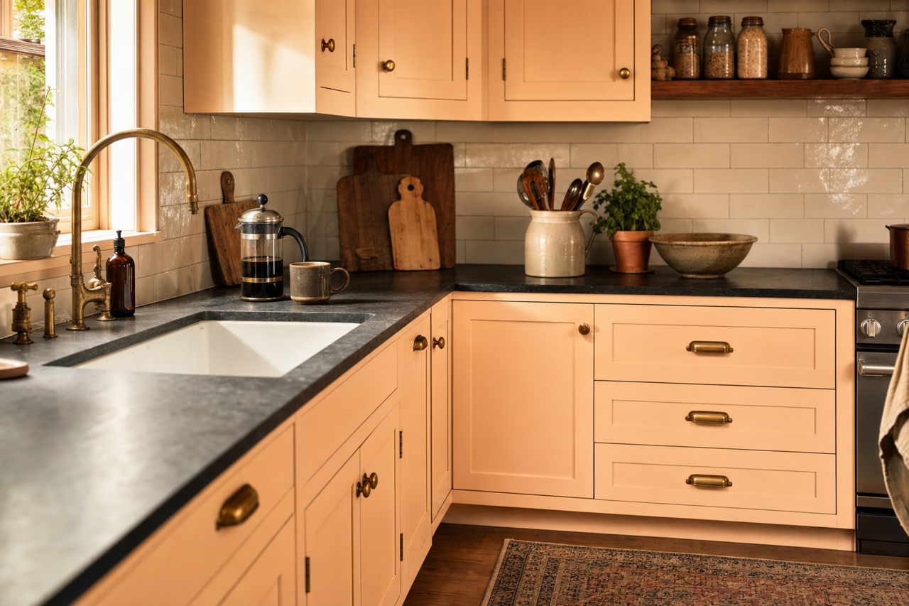Cape Sands by Valspar on cabinets
