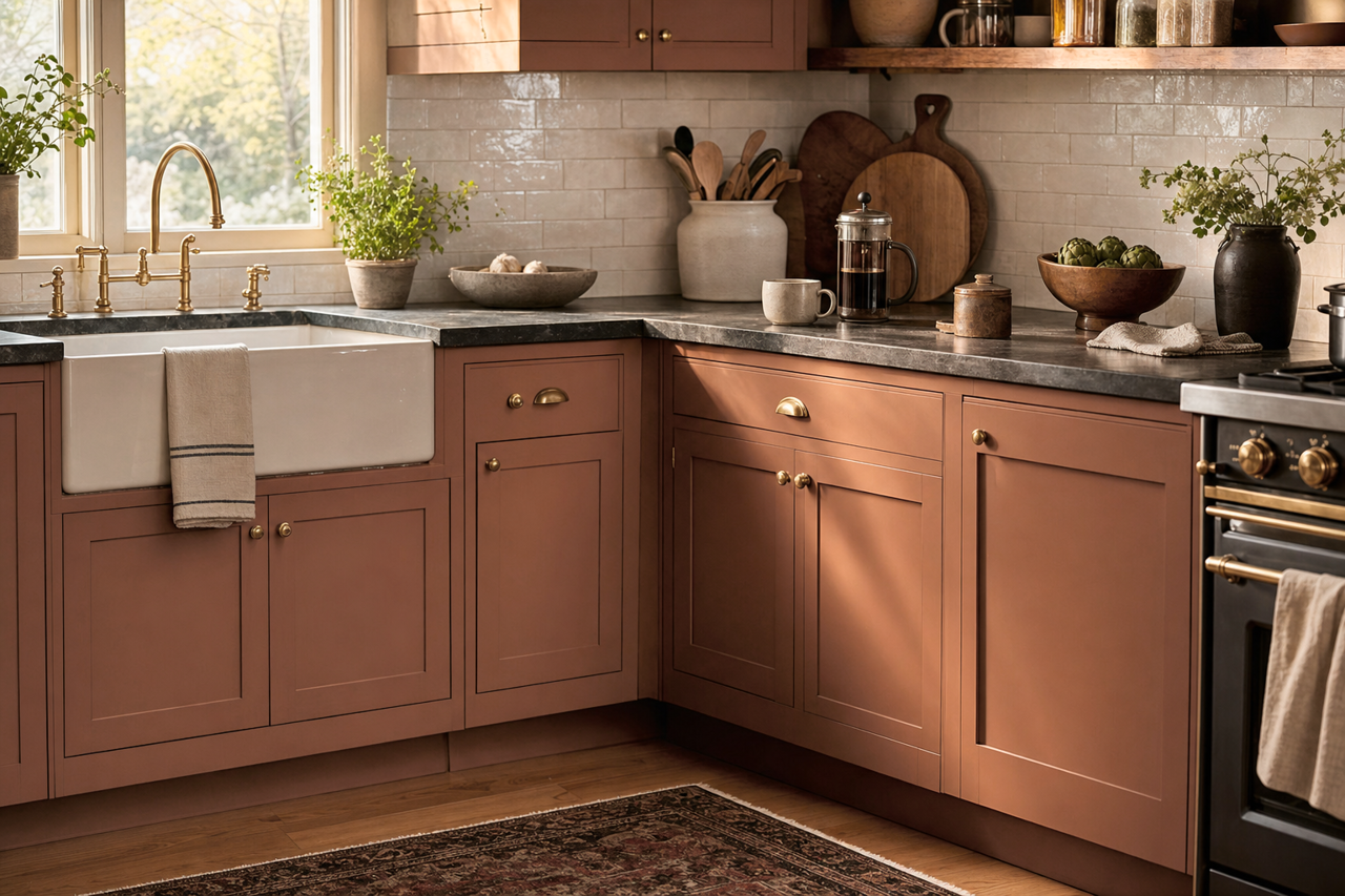 Italian Roast by Valspar on cabinets
