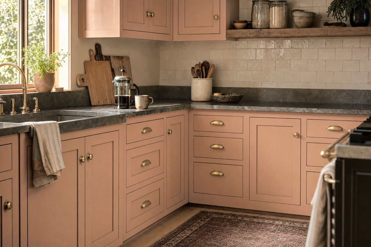 Coffee Gelato by Valspar on cabinets