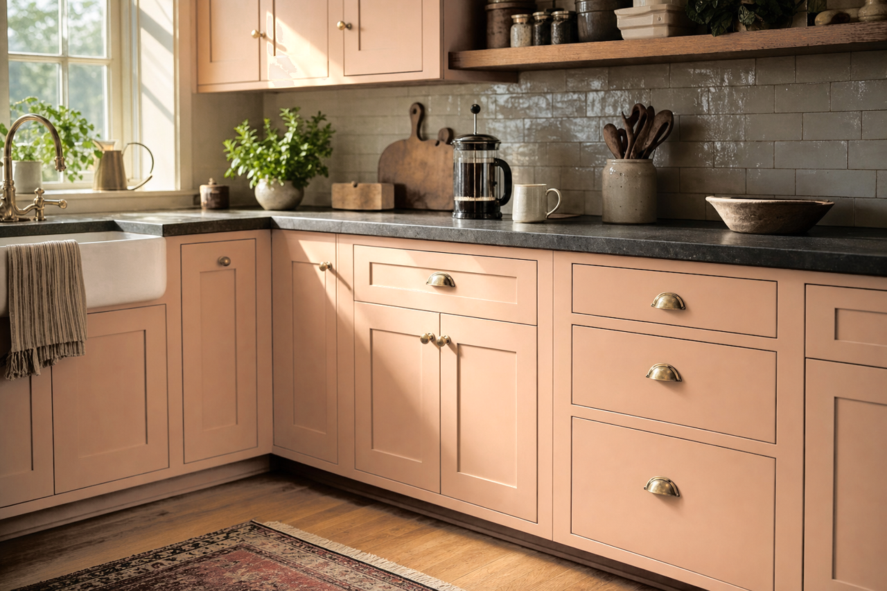 Vienna Beige by Valspar on cabinets