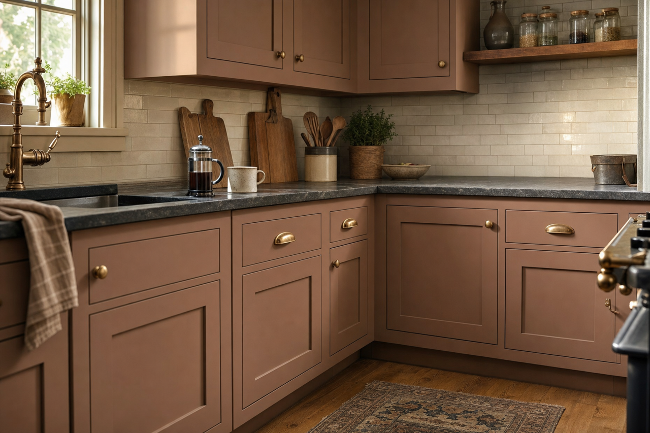 Brown Bark by Valspar on cabinets