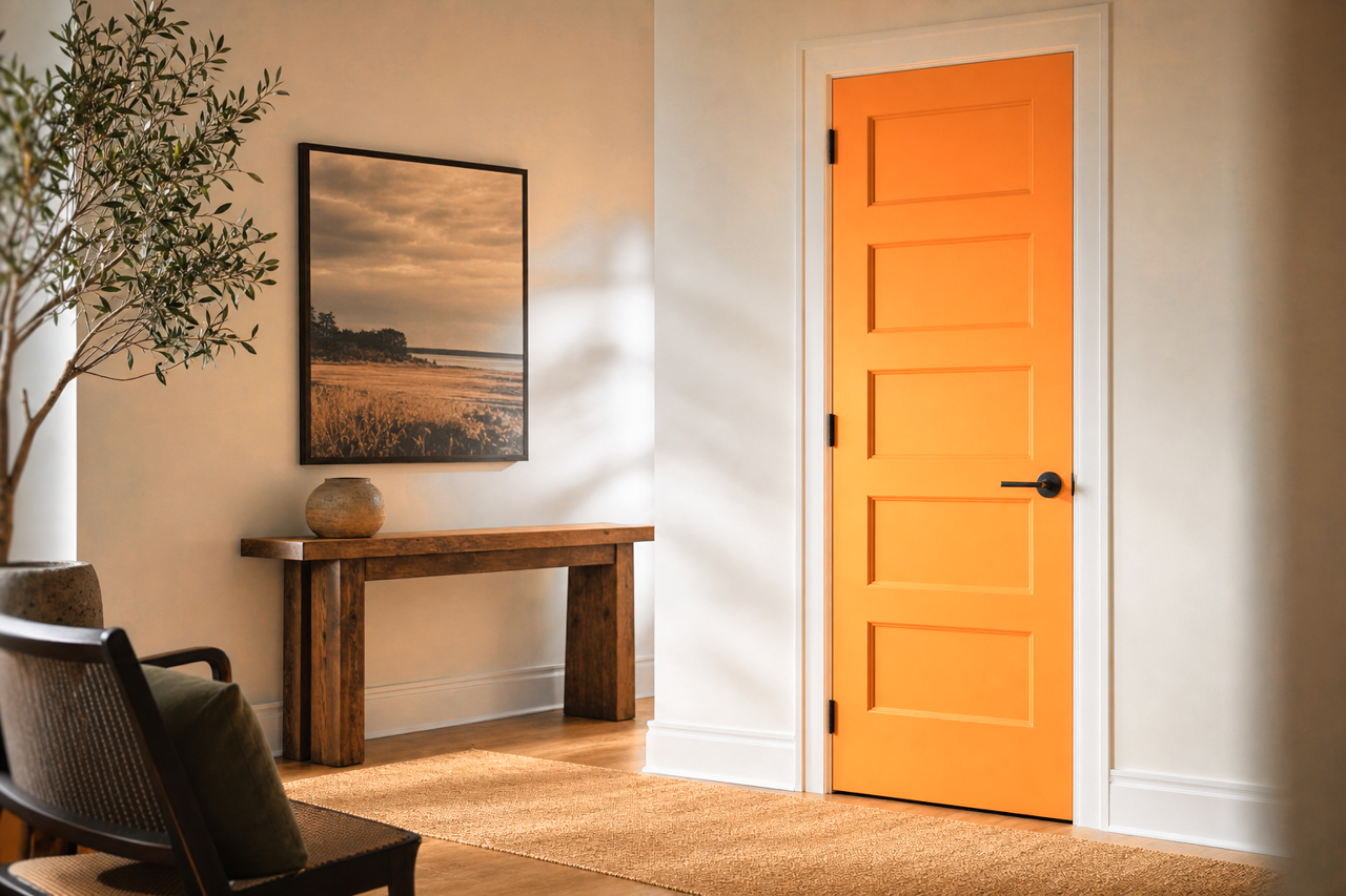 Pumpkin Burst by Valspar on interior-doors